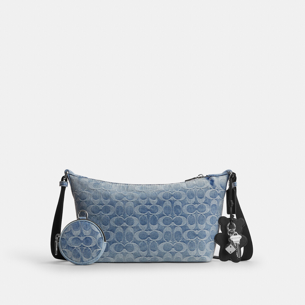 Coach Outlet Men's Small Finn Crossbody With Pouch In Loved Signature Denim - Picture 3 of 6